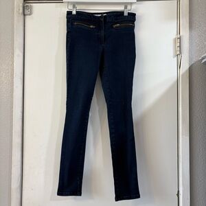 Veronica Beard Dark Wash Denim Skinny Jeans Zipper Pockets Blue Womens 0